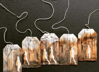 Tea Bags Used As Canvases for Miniature Paintings