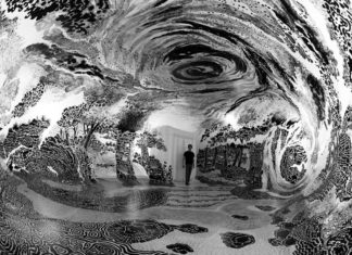 Artist paints 360-degree immersive mural in a giant vinyl dome