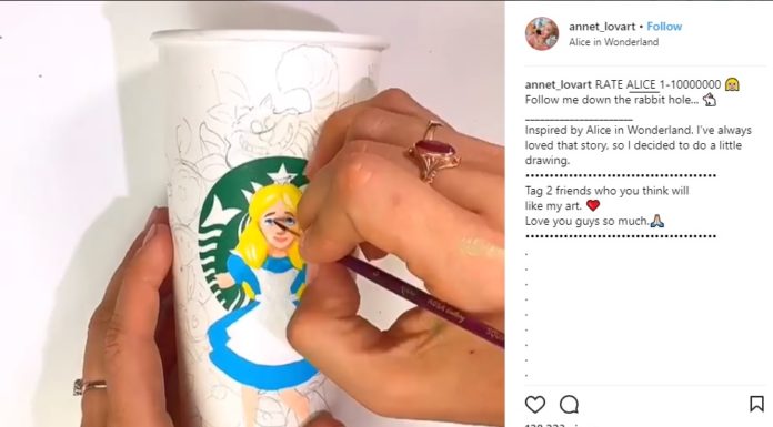 Anne Lovart Draws Iconic Characters on Starbucks Cups