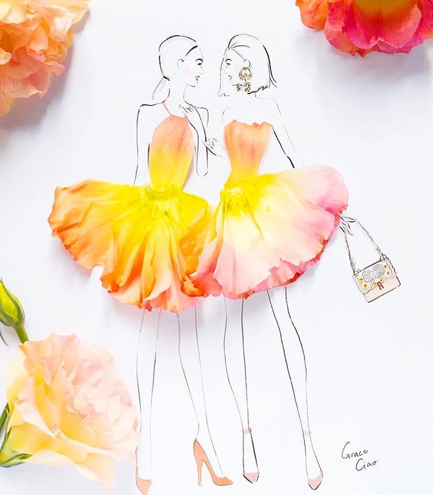 Fashion Illustrator Uses Real Flowers to Add Beauty to Her Drawings ...