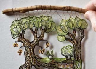 Hungarian Artist Creates Delicate Art Pieces, Using Lace and Yarn