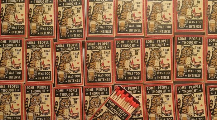 Couple Makes Quirky Hand-Made Matchboxes That Features Cats In A Bar