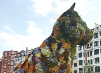 This Giant Puppy Statue is Made of Flowers