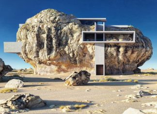 Artist Designs A Modern House Inside An Enormous Ancient Rock