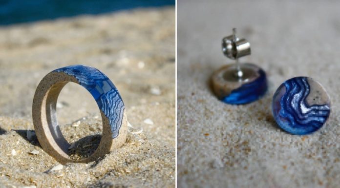 German Designer Handcrafts Jewelry Using Real Sand and Resin Britta Boekmann