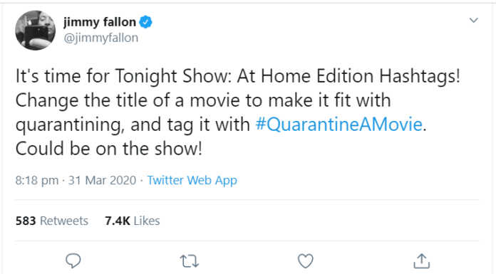 Check Out the Funniest Responses to Jimmy Fallon’s “Quarantine a Movie” Challenge