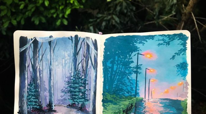 Ghibli-Inspired Paintings in Artist’s Sketchbooks