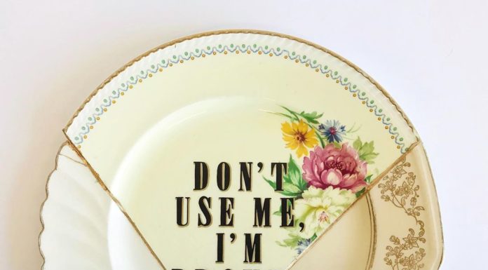 Artist Uses Vintage Plates as Canvas for Witty Messages