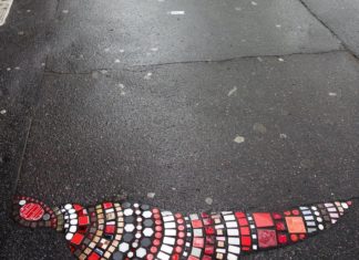 French Artist Repairs Street Cracks with Colorful Mosaics