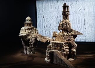 Eva Jospin Crafts Impressive Caves, Forests, and Architectural Ruins Out of Cardboard "Maison Ruinart X Eva Jospin Photocall" at Le Carreau Du Temple in Paris, France in March 2023